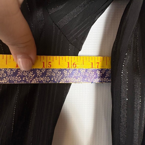 NWT En Creme Black Metallic Ruffle Tie Neck Midi Dress Medium Whimsigoth Vampire - Picture 9 of 13